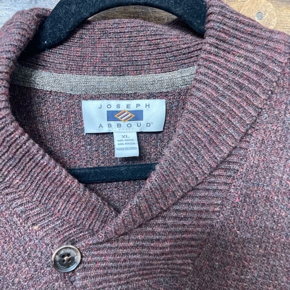 NWOT Joseph Abboud Wool Shawl Collar Sweater MenS XL Brown Heather Knit Pullover - Picture 3 of 8